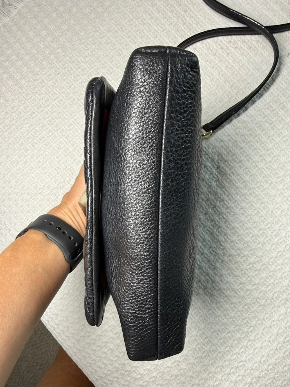 Kate Spade black quilted leather crossbody bag with gold chain and hardware
